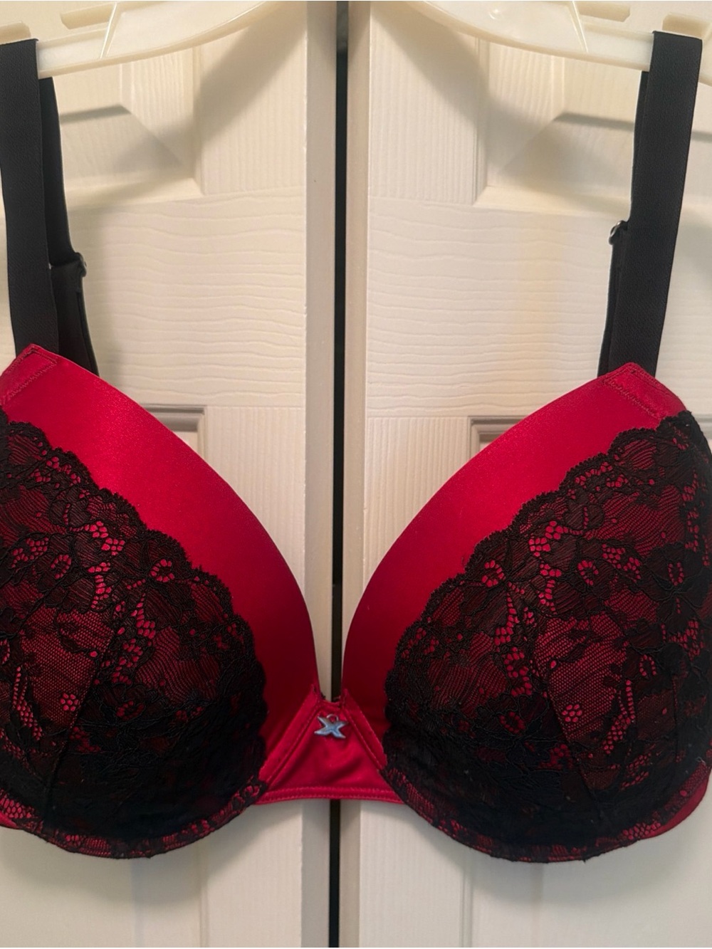 Frederick's of Hollywood Red and Black Lace Push-Up Bra